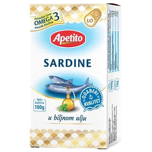 SARDINA U BILJNOM ULJU 100G APETITO-slika