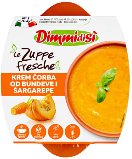 DIMMIDISI KREM ČORBA OD BUNDEVE I ŠARGAREPE 400GR LA LINEA VERDE-slika