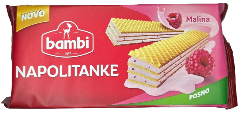 Napolitanke malina Bambi 185g-slika