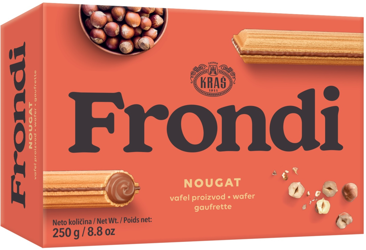 Keks Frondi vafl nugat 250g-slika