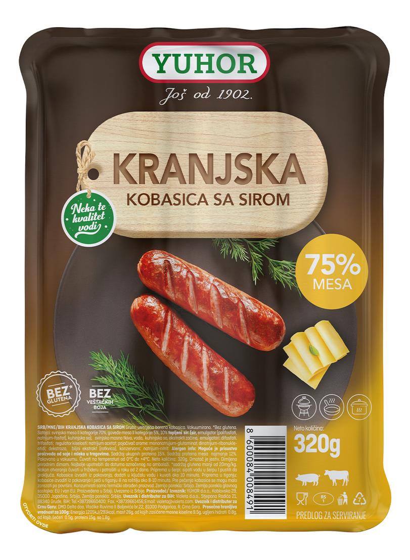 KOBASICA KRANJSKA SA SIROM 320G YUH-slika