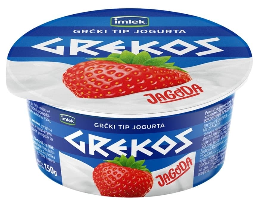 Vocni jogurt jagoda Grekos 150g-slika