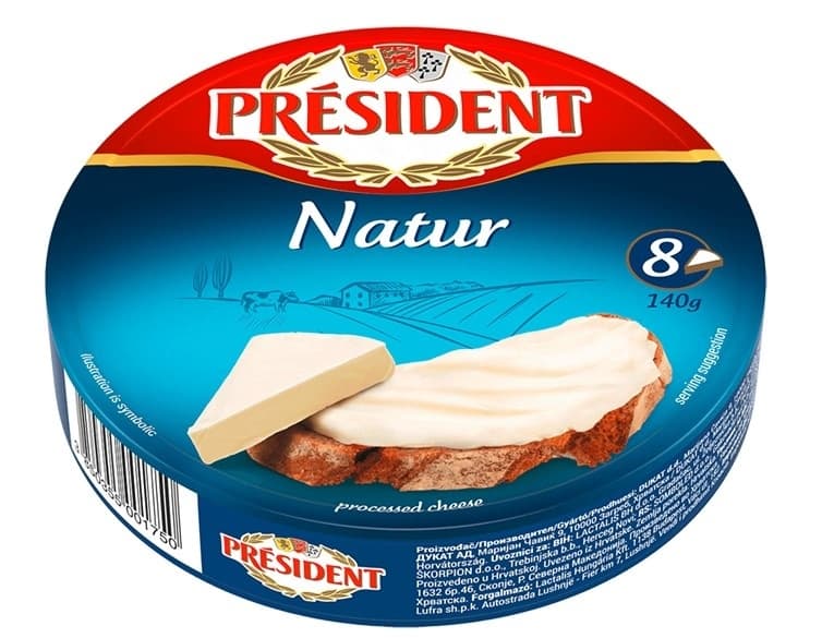 Sir topljeni natur President 140g-slika
