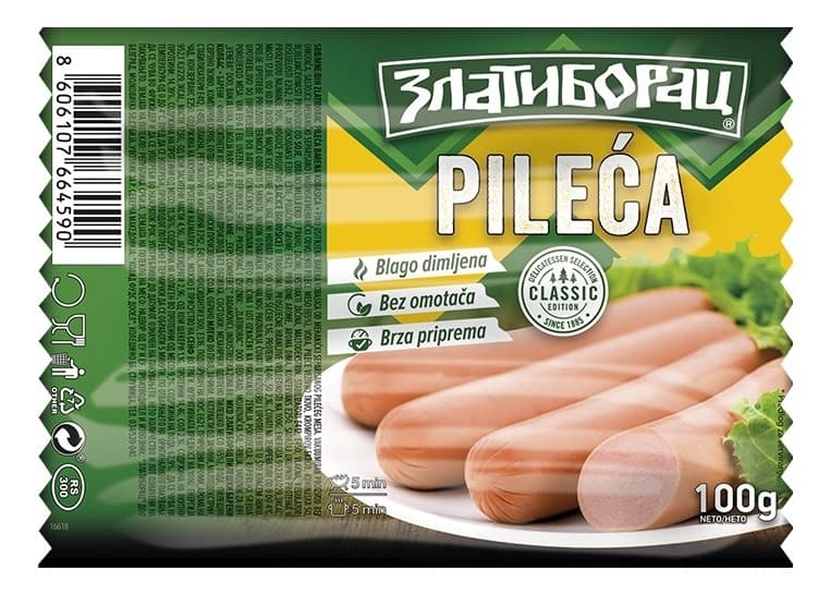Pileca barena kobasica Zlatiborac 100g-slika