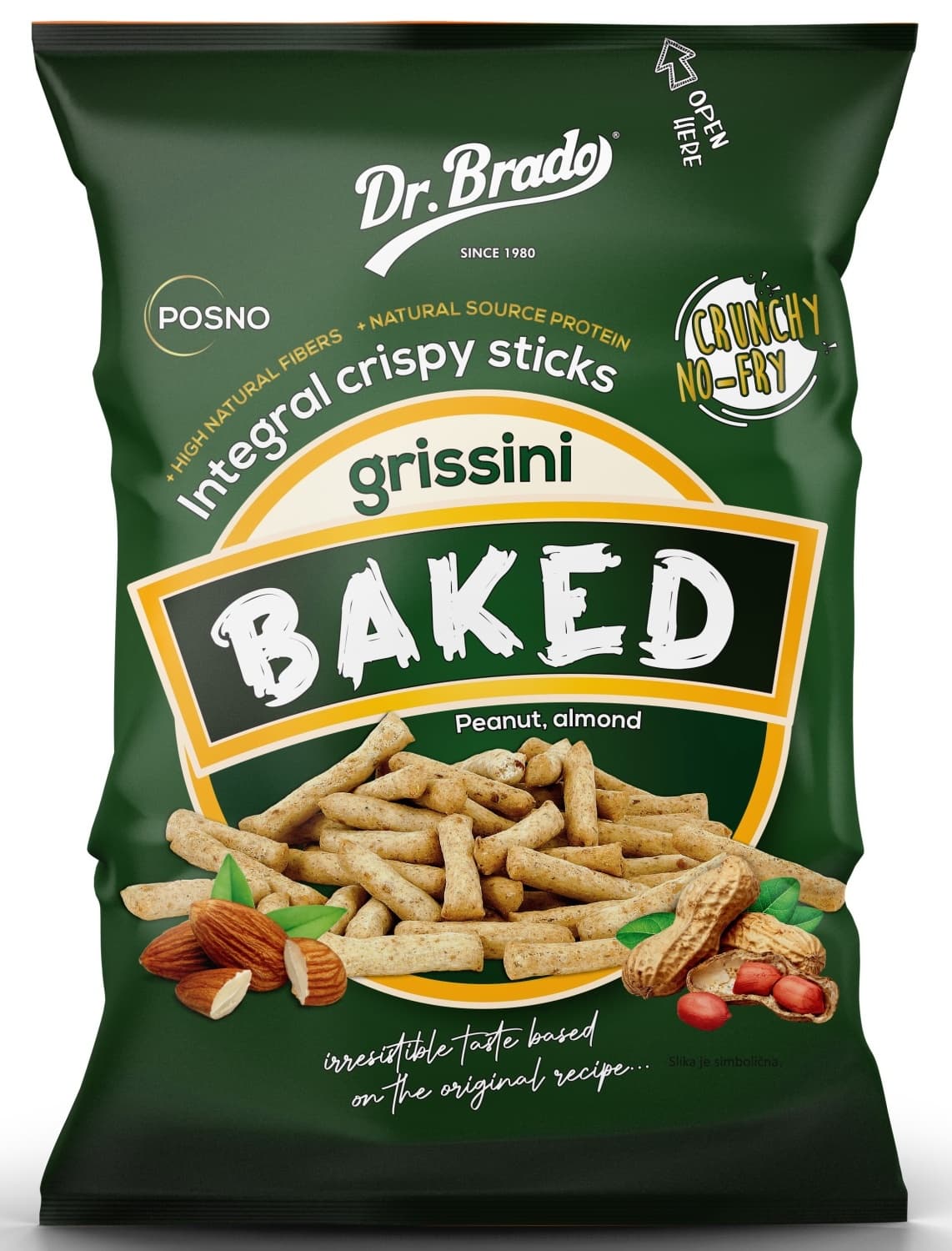 BAKED GRISSINI - PENAUT ALMOND 70G DR BRADO-slika