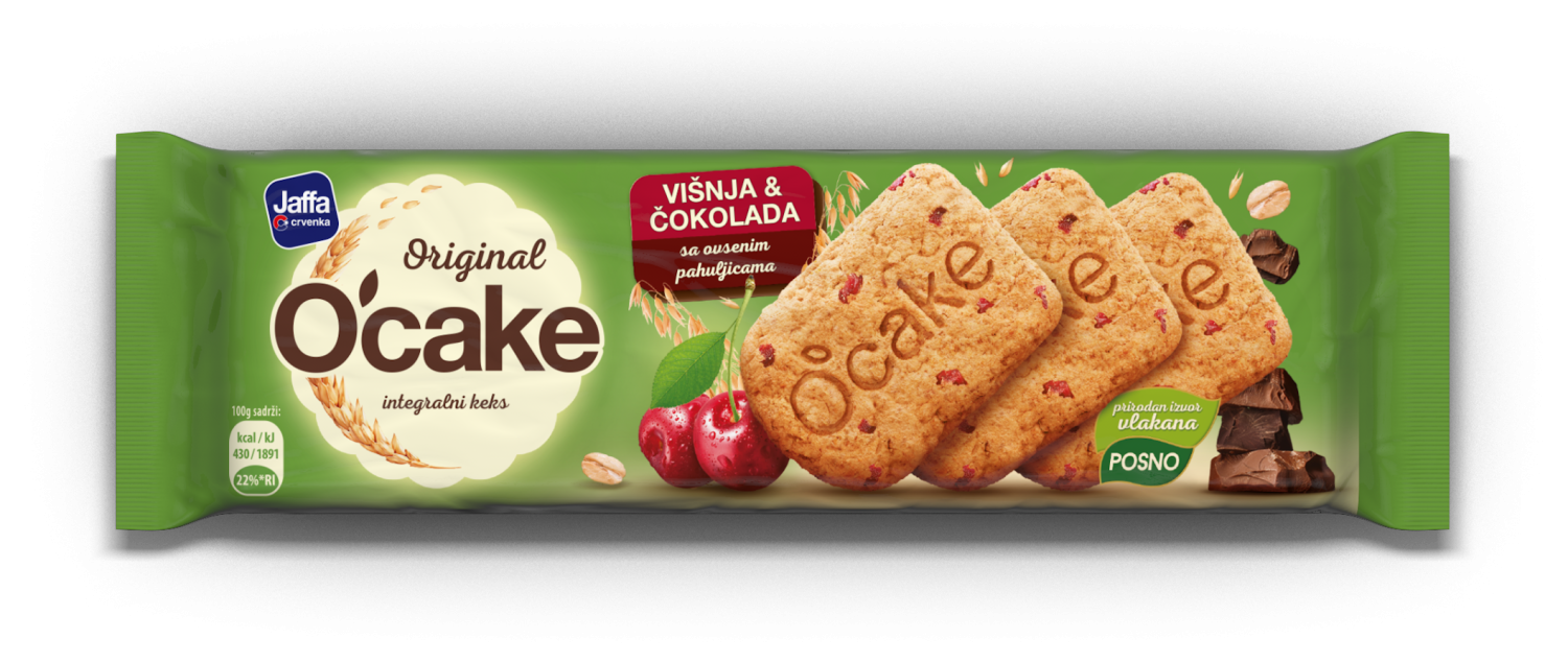 Keks integralni O'cake coko visnja 115g-slika