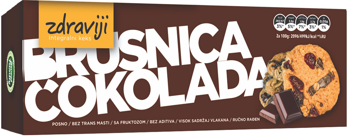 Keks brusnica cokolada Sweet family 120g-slika