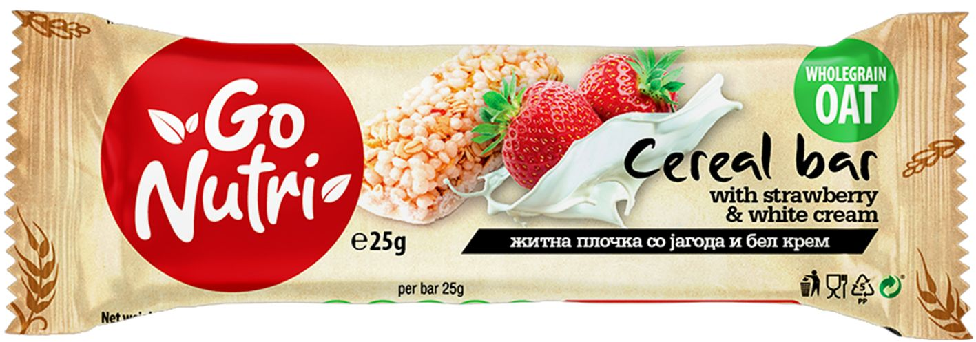 ČOKOLADICA GO NUTRI BAR 25G JAGODA I BELI KREM-slika