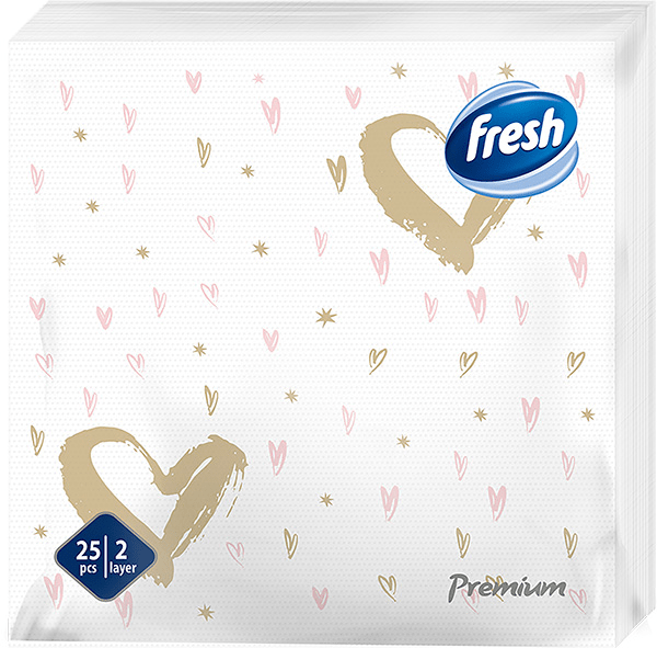 Salveta premium srca Fresh 25/1 38x38-slika