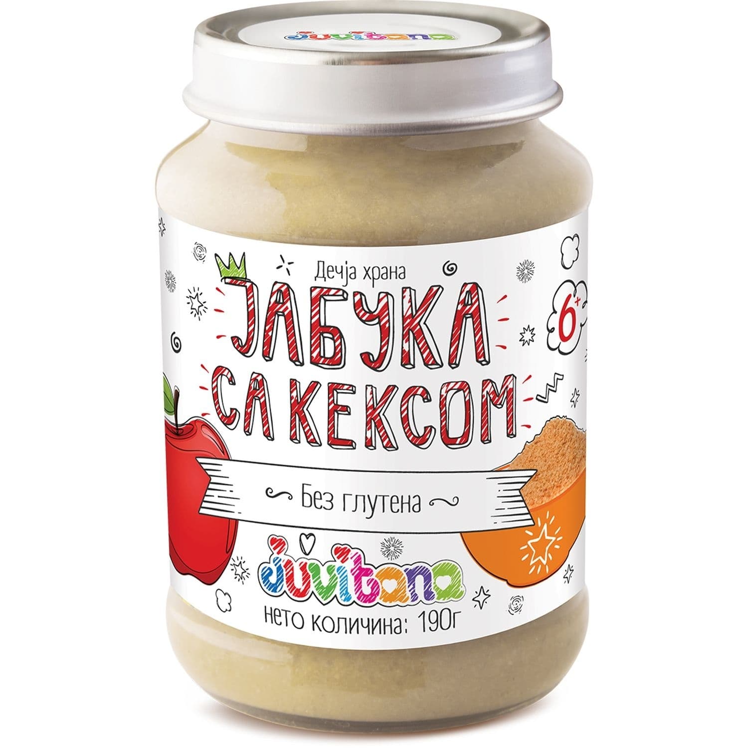 Kasica Juvitana 6m+ jabuka,keks 190g-slika