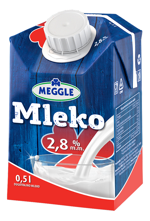 Mleko steriliz.2.8%mm Meggle cep TP 0.5l-slika