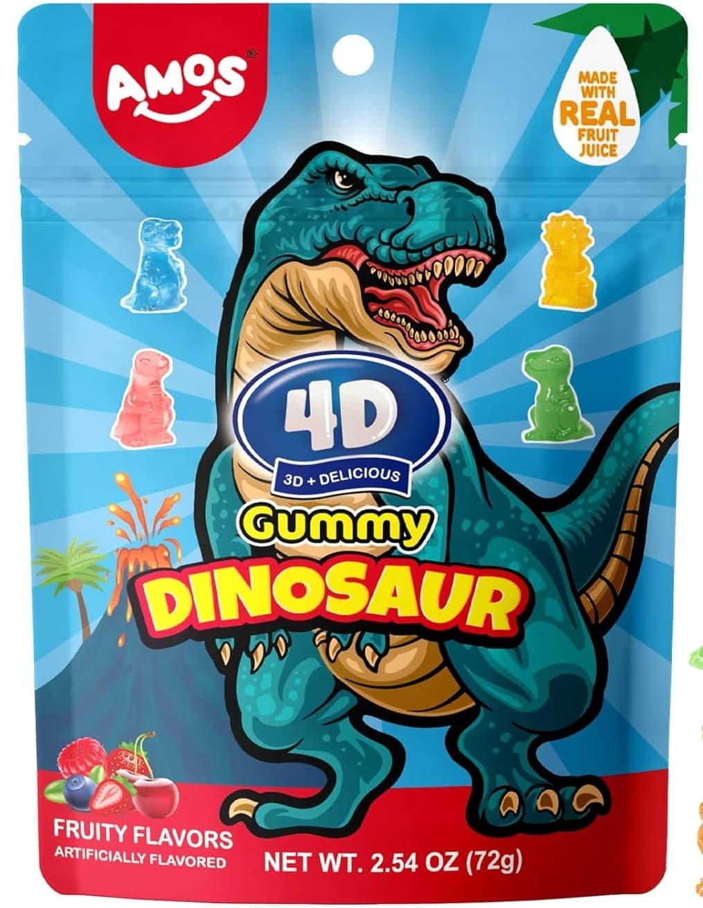 BOMBONE GUM AMOS 4D DINOSAUR 72G-slika