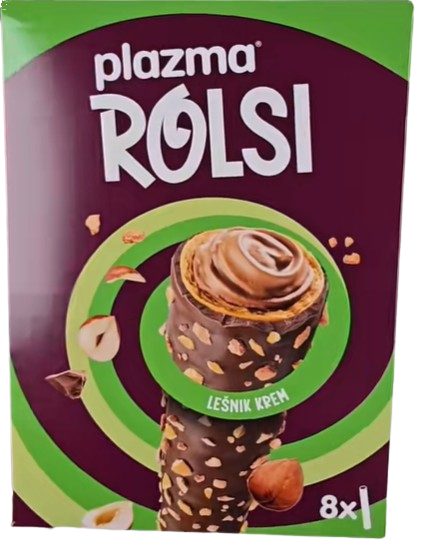 VAFEL ROLSI PLAZMA LEŠNIK KREM SA KAKAO PRELIVOM 130G BAMBI-slika