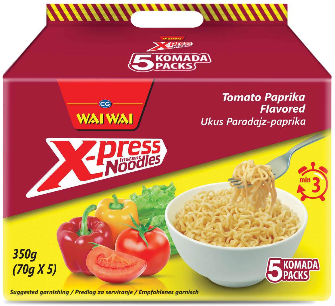 Nudle WAI WAI X-press paradajz paprika 5x70g-slika