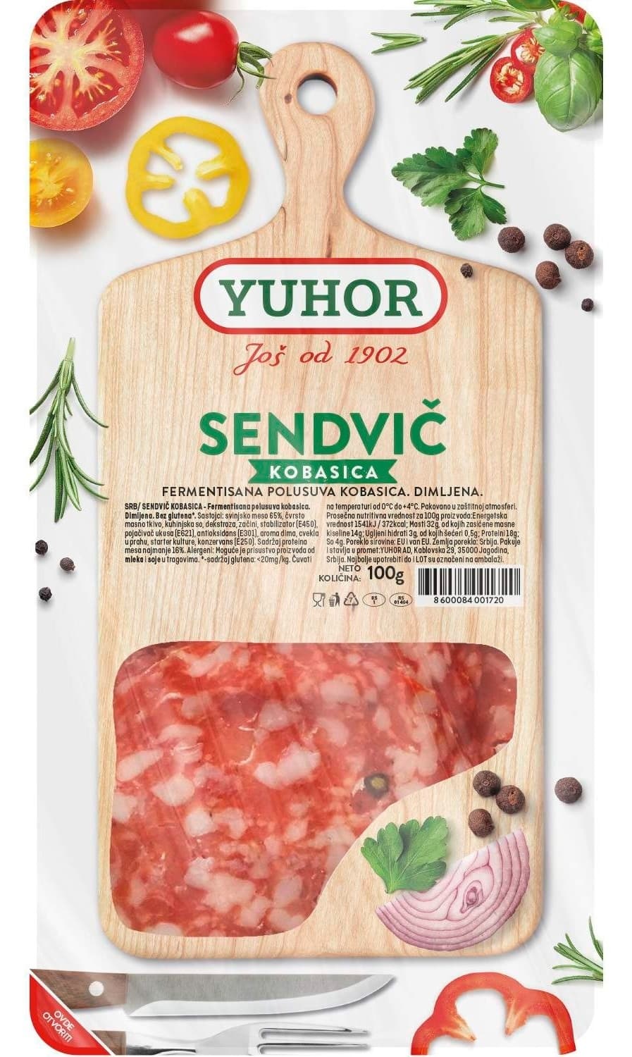 KOBASICA SENDVIČ SLAJS 100G YUHOR-slika