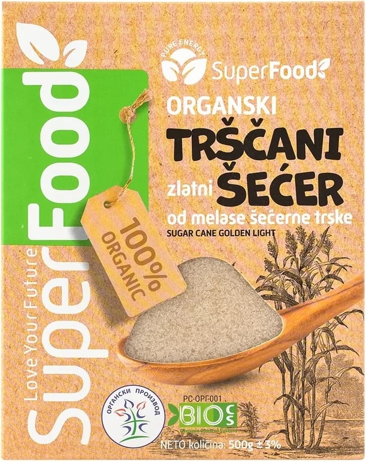 ŠEĆER ORGANSKI TRŠČANI ZLATNI SUPERFOOD 500G-slika