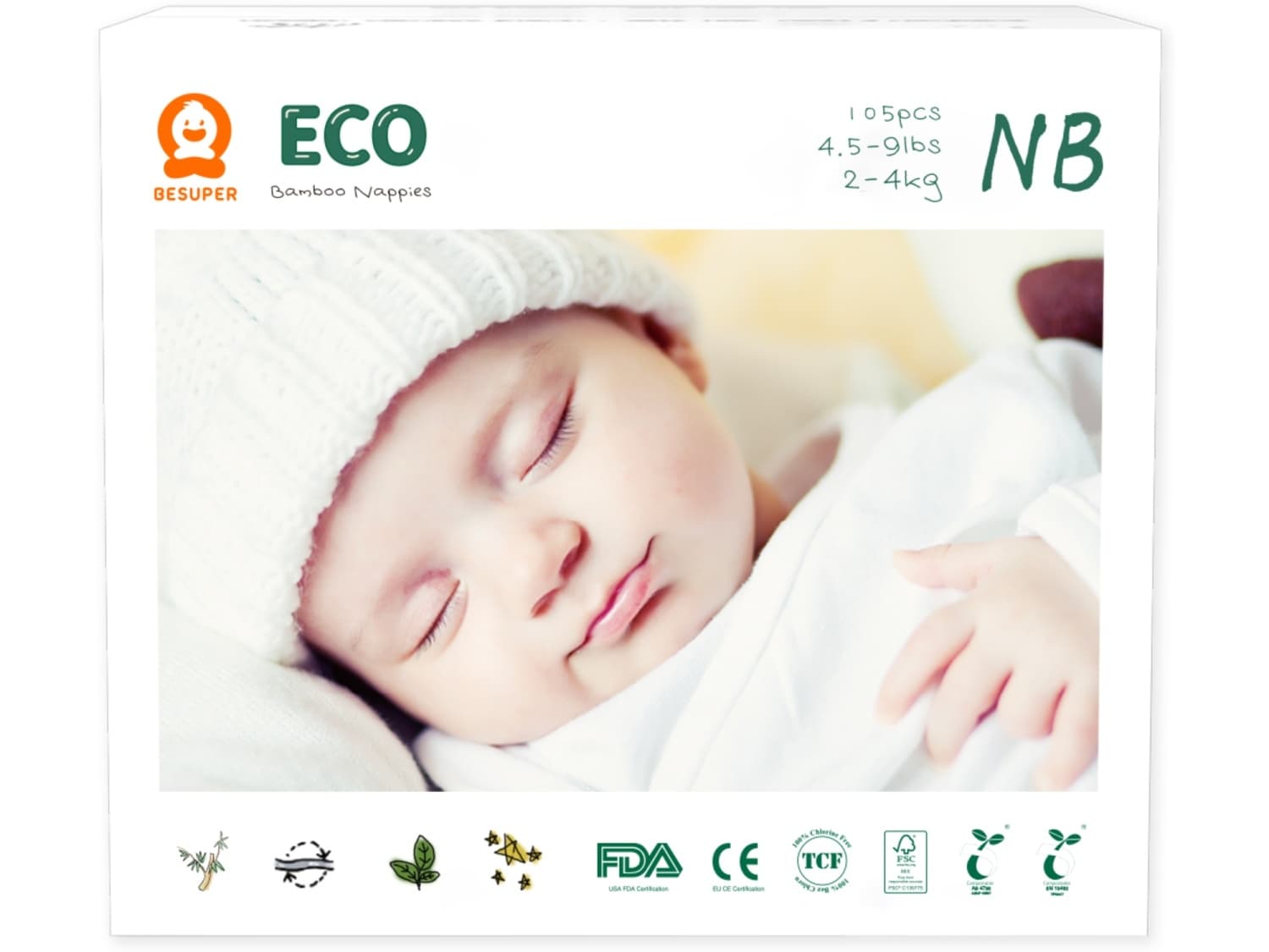 BESUPER pelene eco bamboo NB 105kom-slika