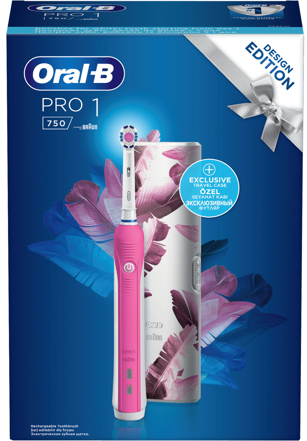ORAL B pro1 750 pink električna četkica za zube + putna torbica -slika