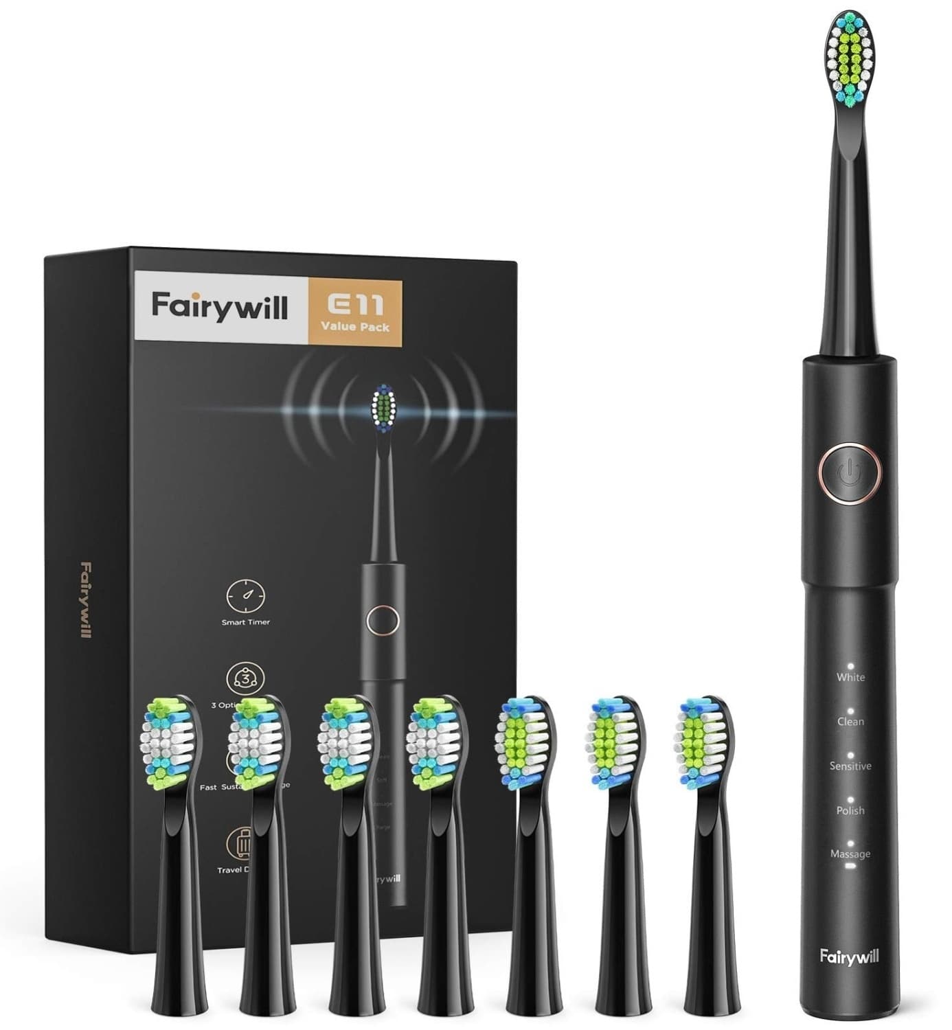 FAIRYWILL E11 električna sonična četkica za zube i 8 nastavaka-slika
