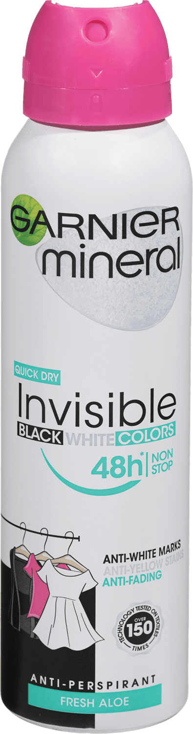 DEO SPRAY WOMEN MINERAL INVISI BLACK WHITE & COLORS 150 ML GARNIER-slika