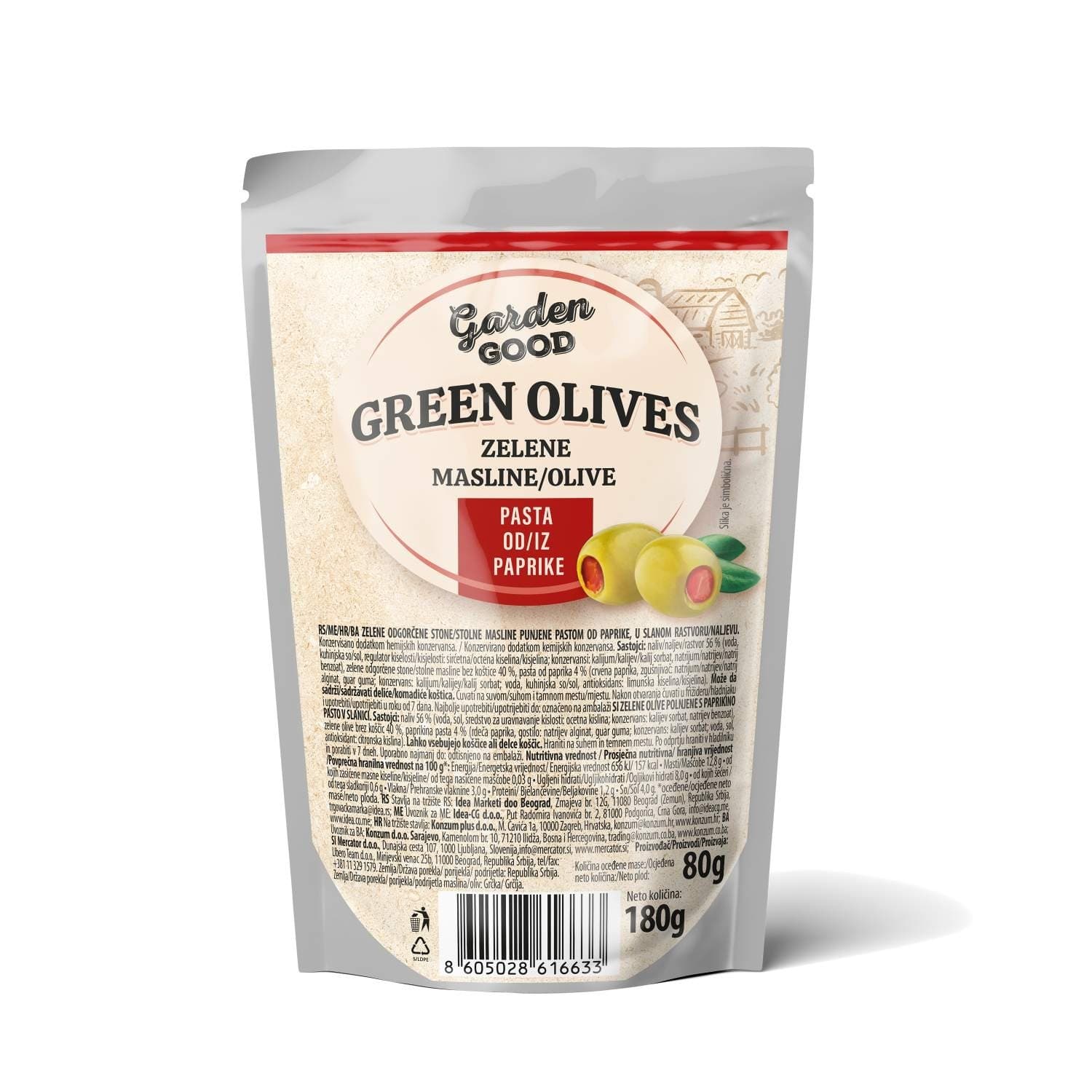 MASLINE ZELENE PAPRIKA 180G GARDEN-slika