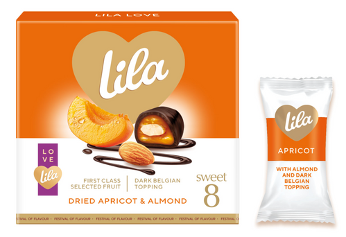 Praline LILA suva kajsija sa bademom u kakao prelivu 200g-slika