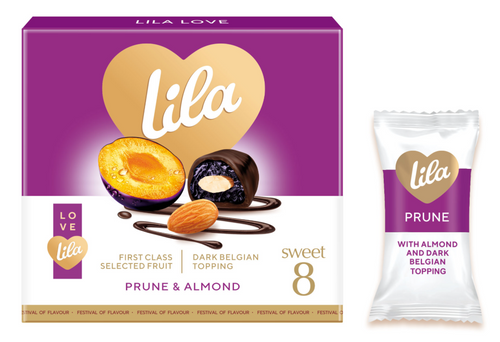 Praline LILA suva šljiva sa bademom u kakao prelivu 200g-slika