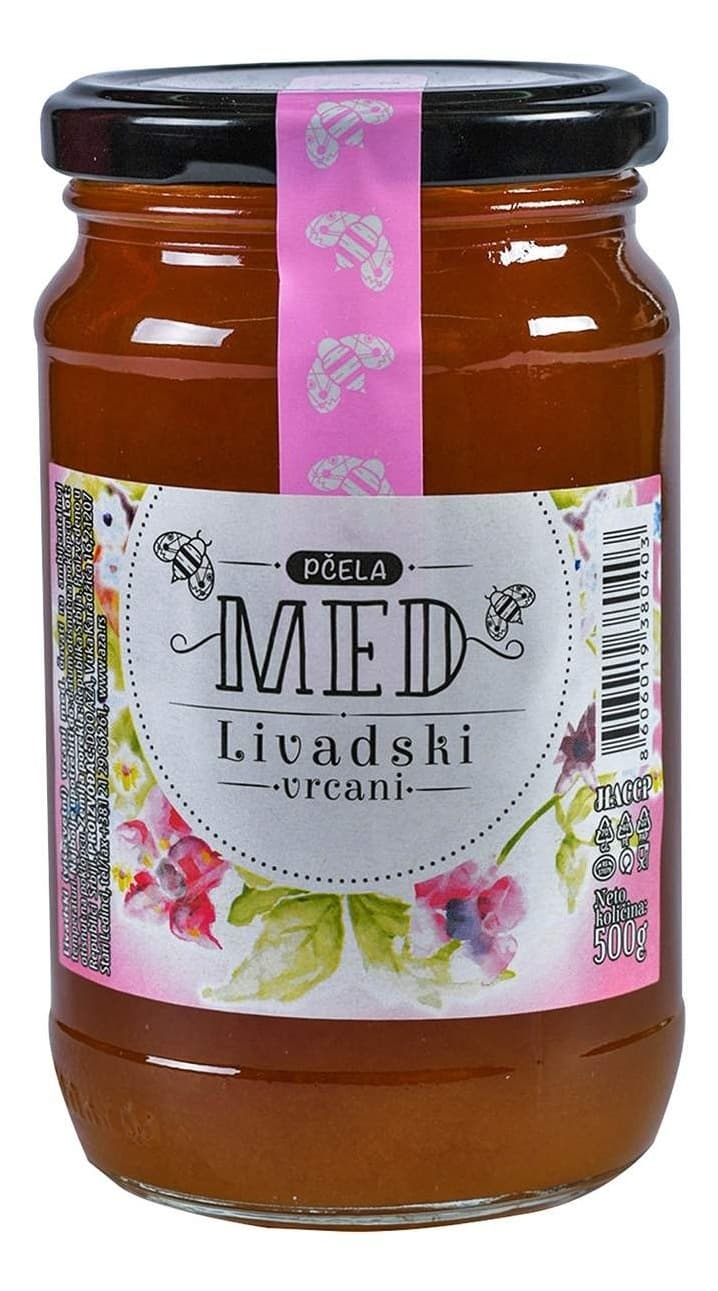 MED LIVADSKI 500G STAKLO PČELA-slika