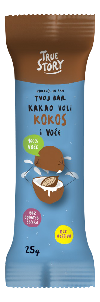 TRUE STORY Tvoj bar kakao voli kokos i voće 25g-slika