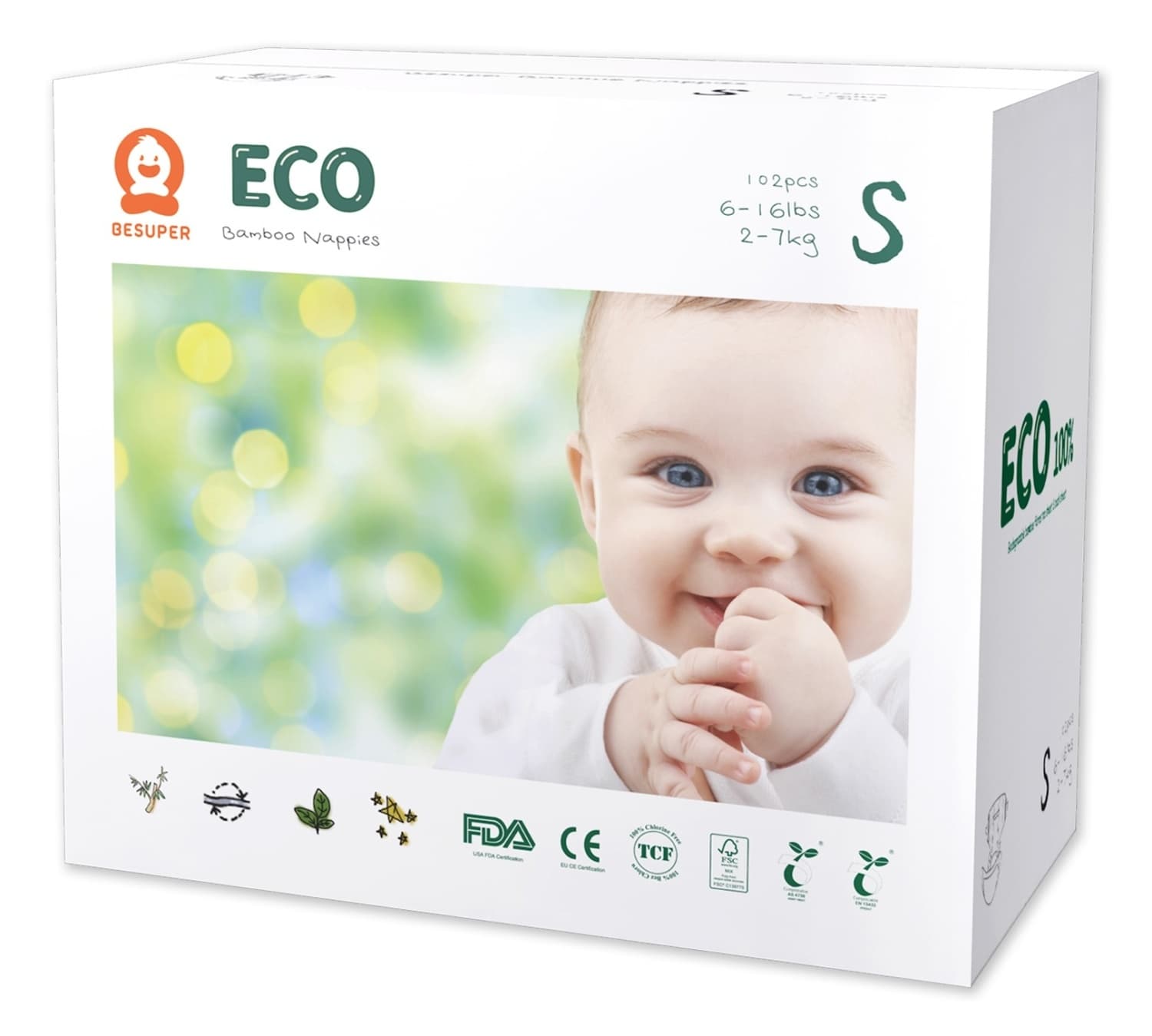 BESUPER pelene eco bamboo S 102kom-slika