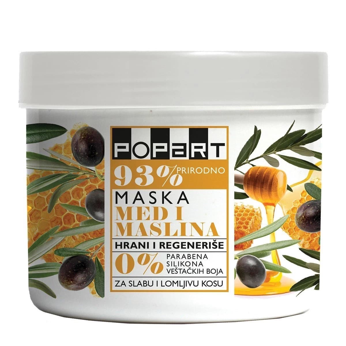 POPART maska za kosu med i maslina 500ml-slika