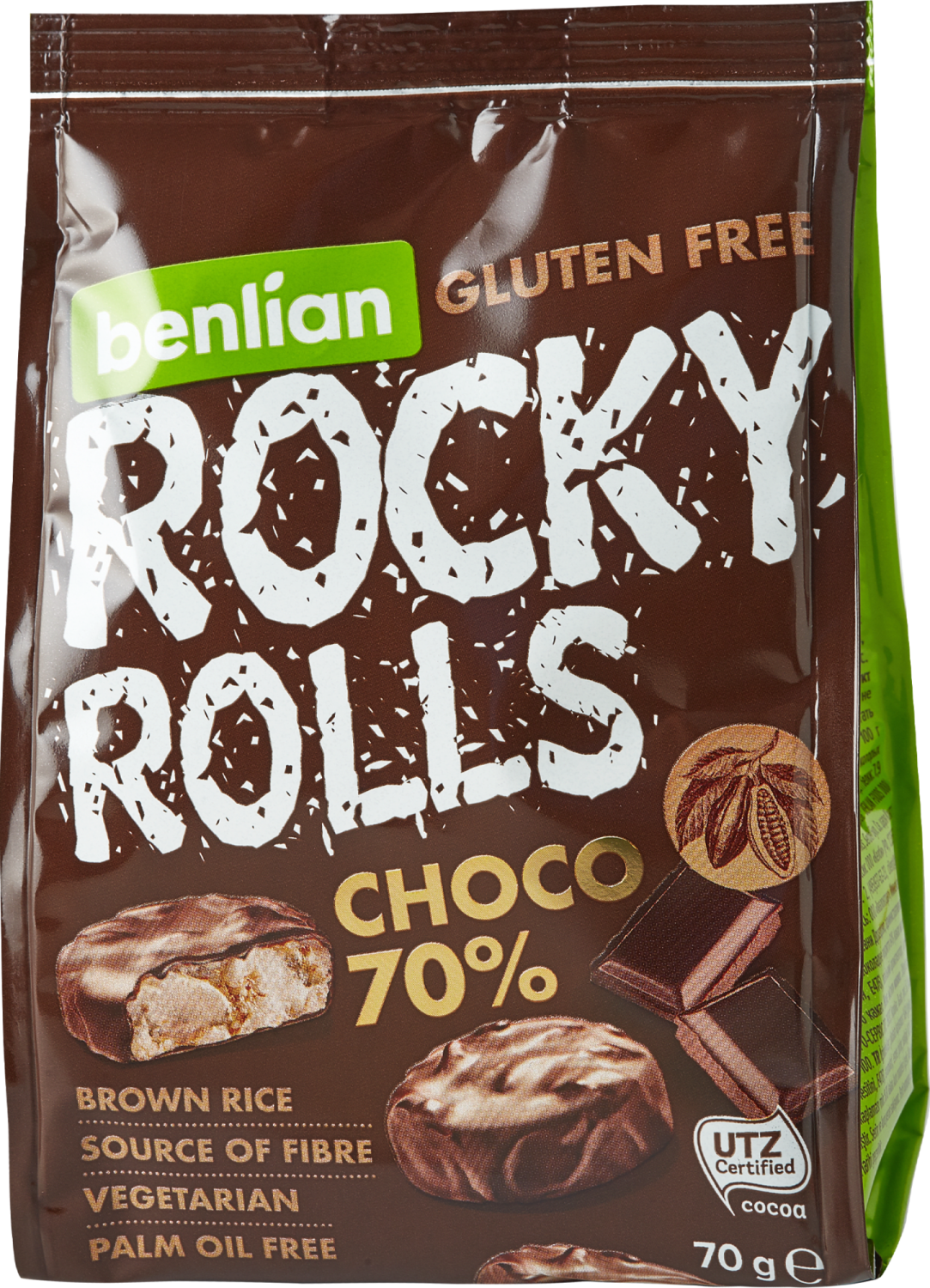 Galete BENLIAN Rocky rolls choco 70% 70g-slika
