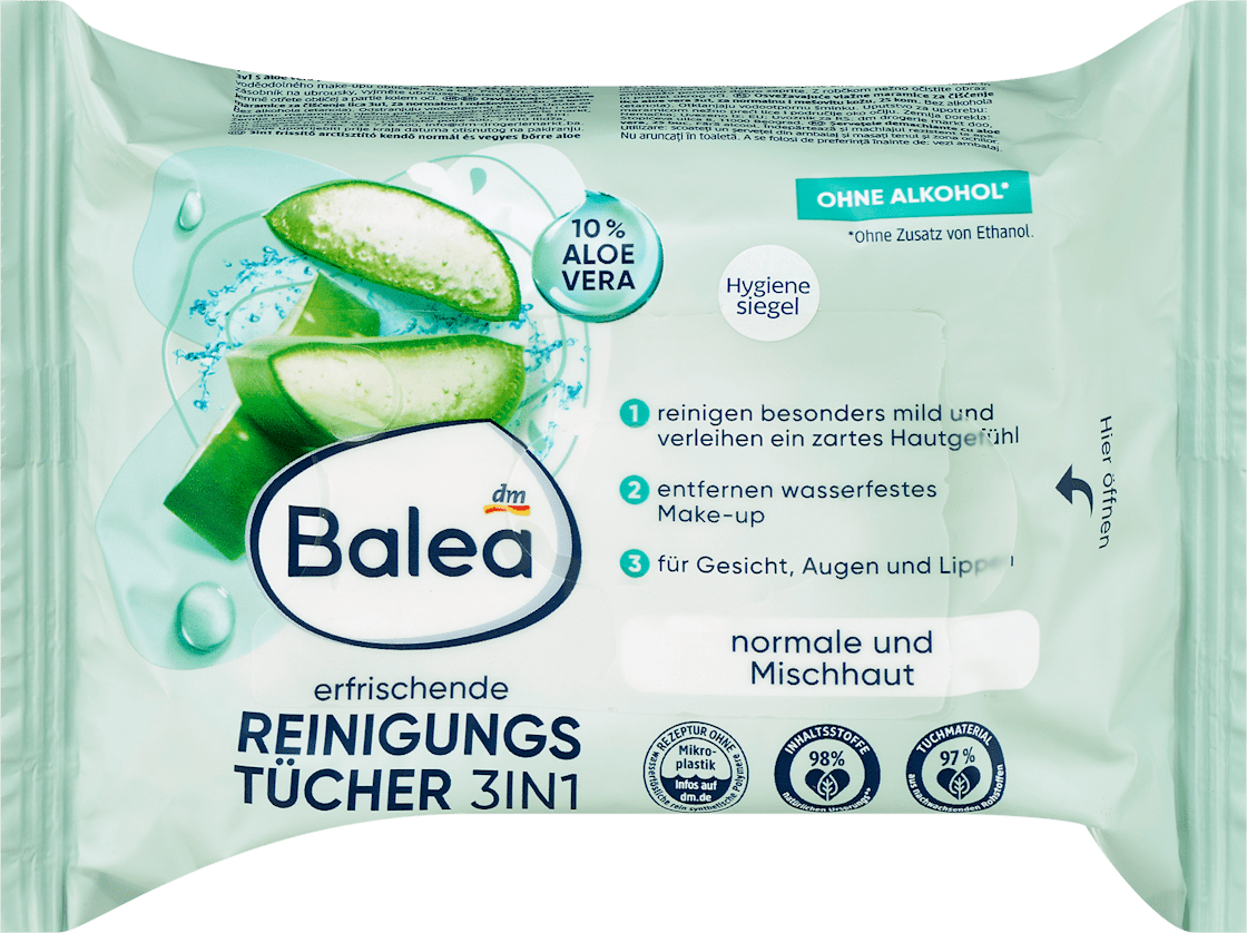 BALEA 3u1 maramice za čišćenje lica aloe vera 25kom-slika