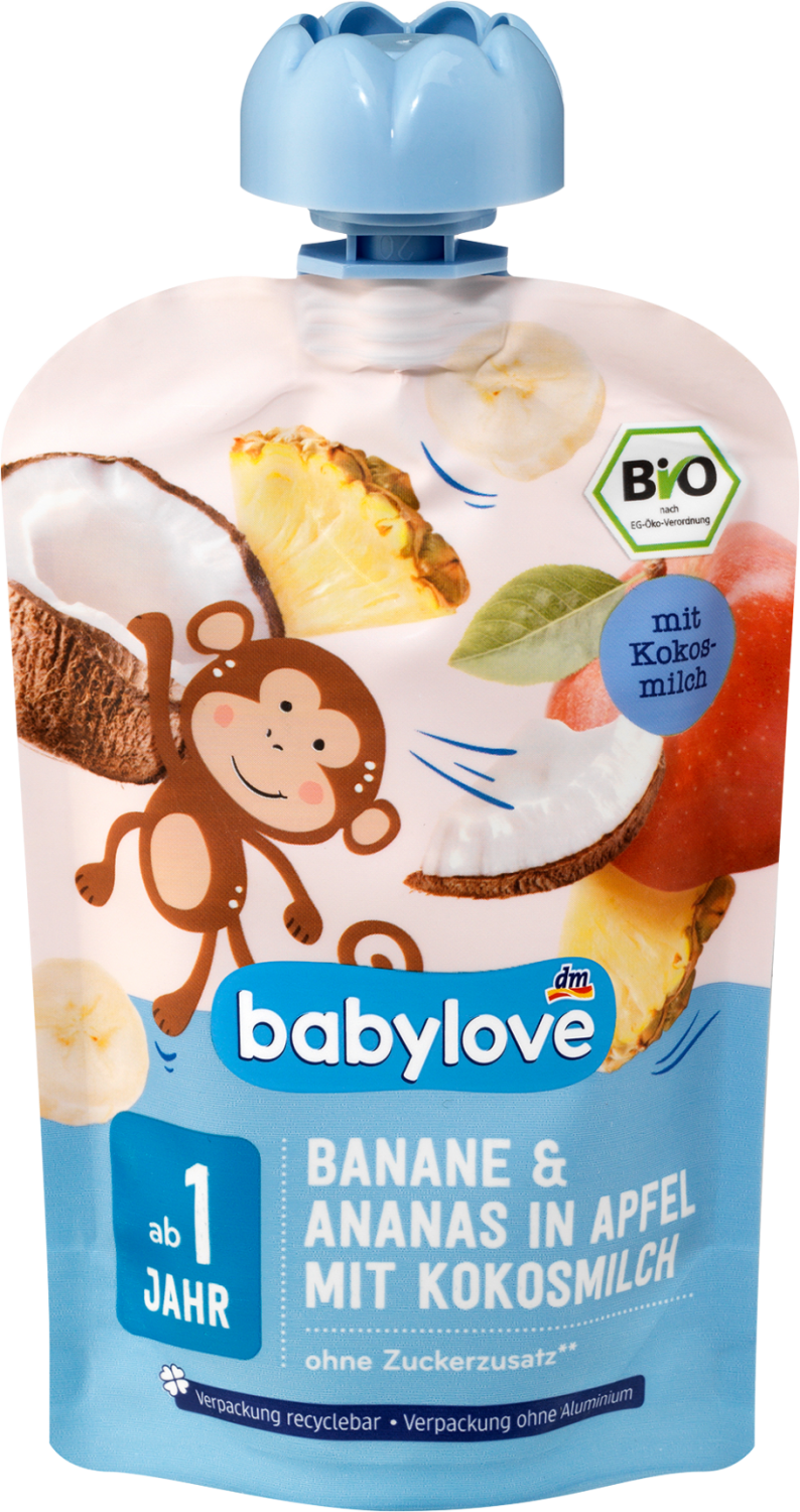 BABYLOVE voćni pire banana ananas u jabuci sa kokosovim mlekom 100g-slika