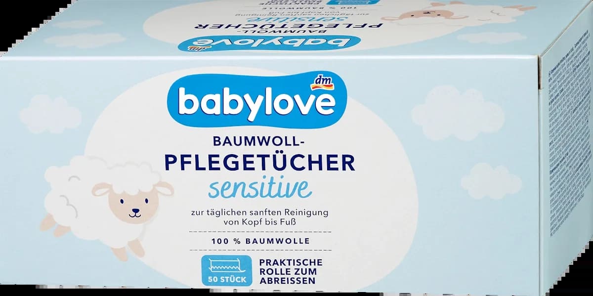 Pamučne maramice BABYLOVE sensitie 100% 50kom-slika