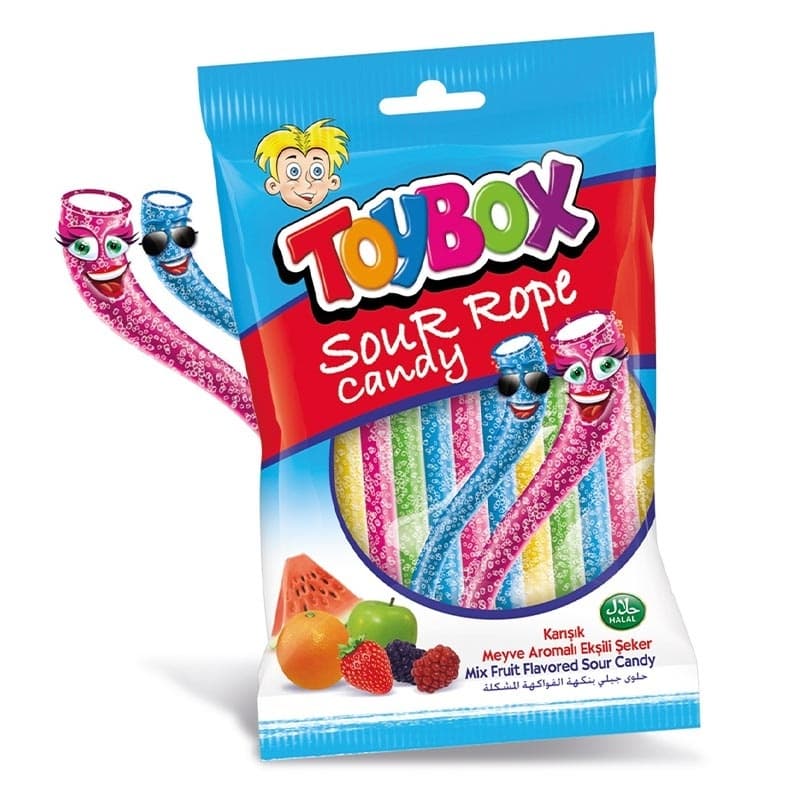 Gumene bombone TOY BOX sour rope candy 80g-slika