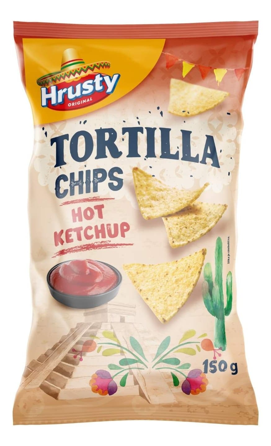 Čips HRUSTY tortilja hot ketchup 150g-slika