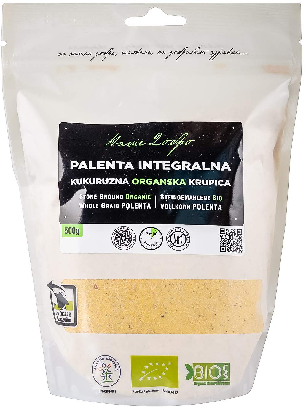 Palenta organska integralna kukuruzna NAŠE DOBRO 500g-slika