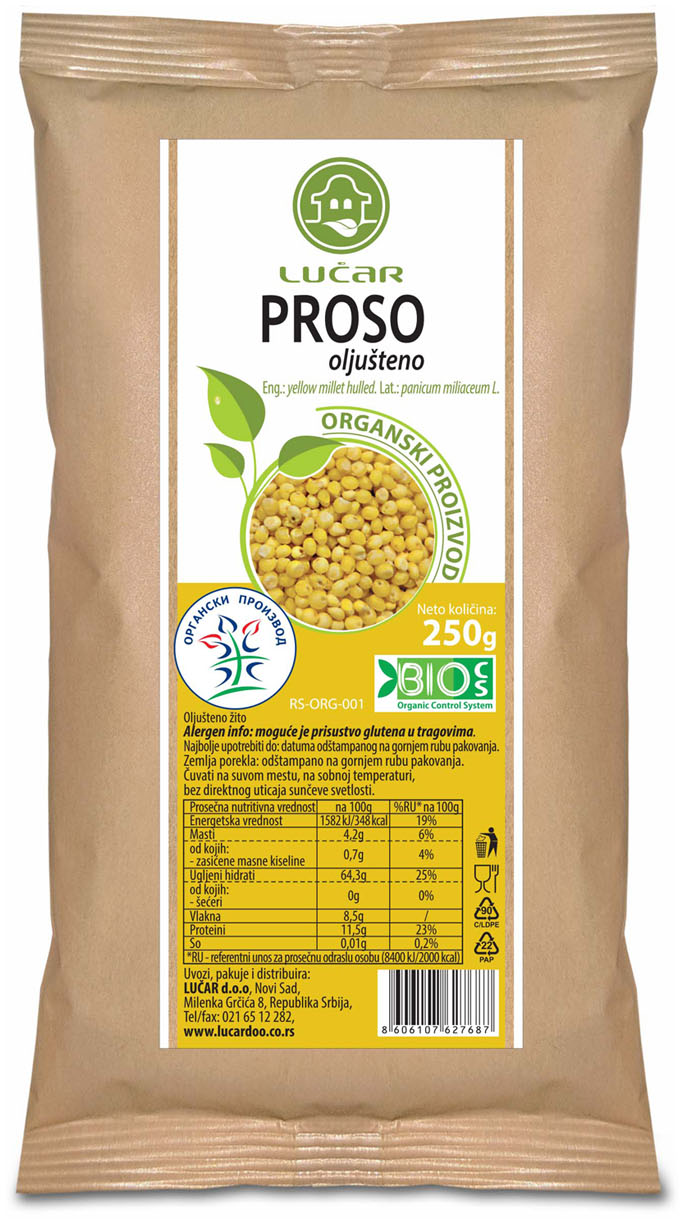 PROSO OLJUŠTENI ORGANIK 250G LUČAR-slika