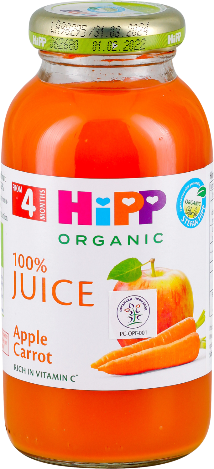 HIPP organic dečiji sok 100% jabuka šargarepa 200ml-slika