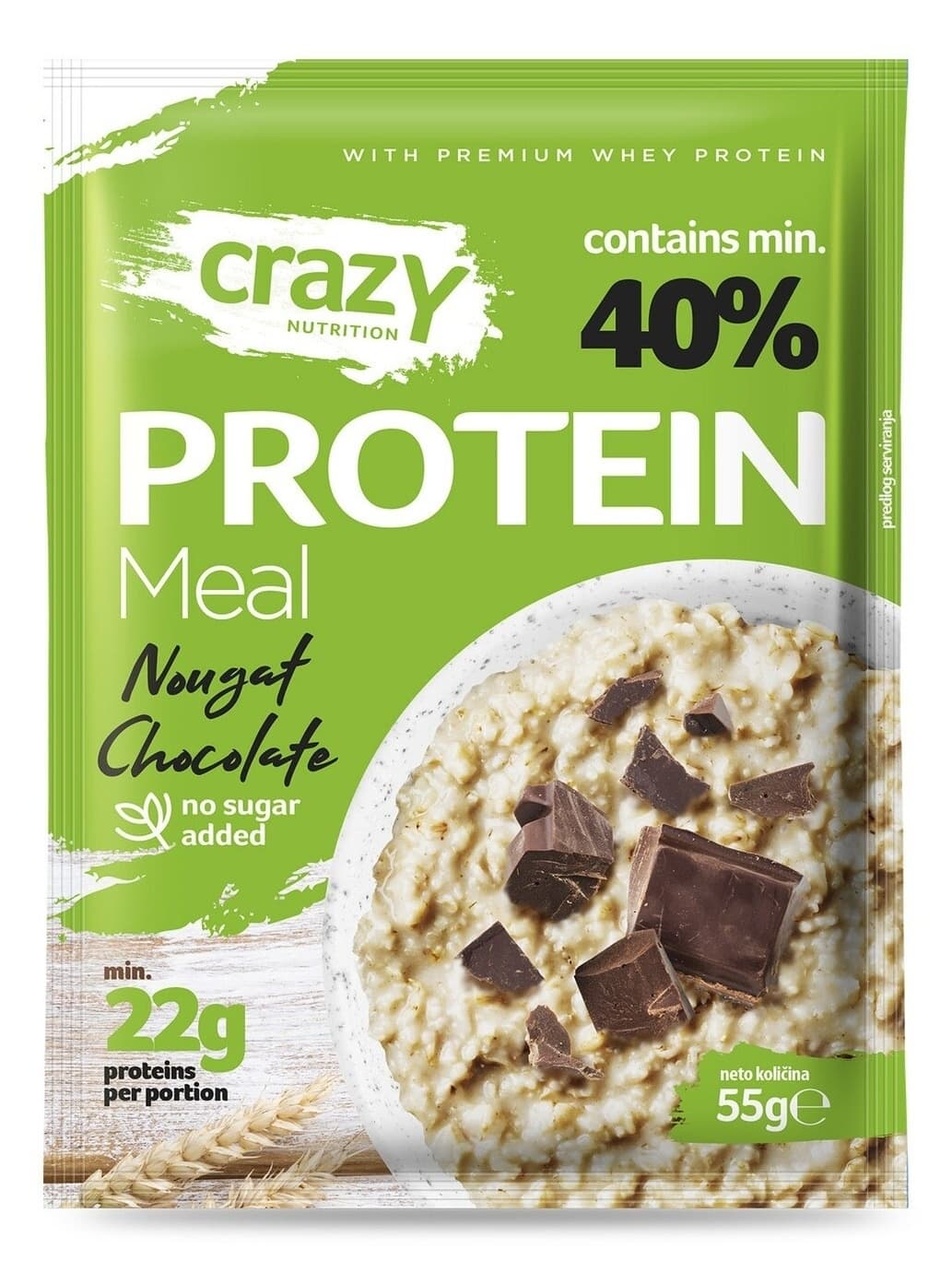 PROTEINSKA KAŠA NUGAT ČOKOLADA 55G CRAZY NUTRITION-slika