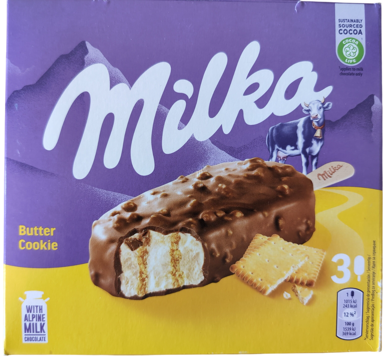 SLADOLED MILKA BUTTER COOKIE 3X90ML-slika