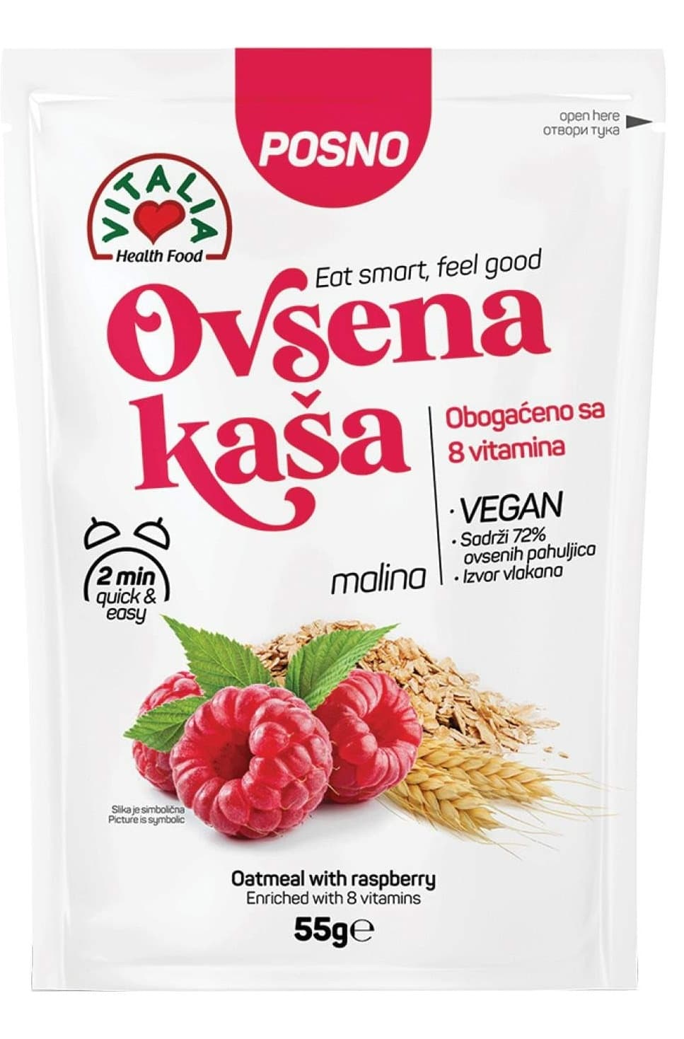 KAŠA OVSENA MALINA 55G VITALIA-slika
