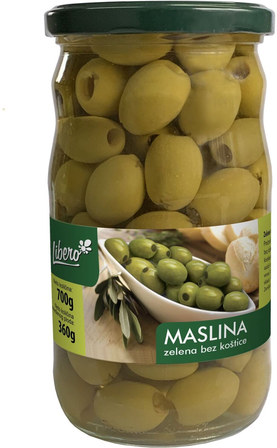 LIBERO masline zelene bez koštice 700g-slika