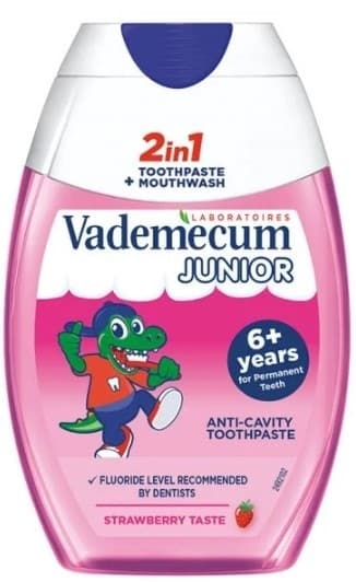 PASTA ZA ZUBE VADEMECUM 2U1 JUNIOR STRAWBERY 75ML HENKEL-slika