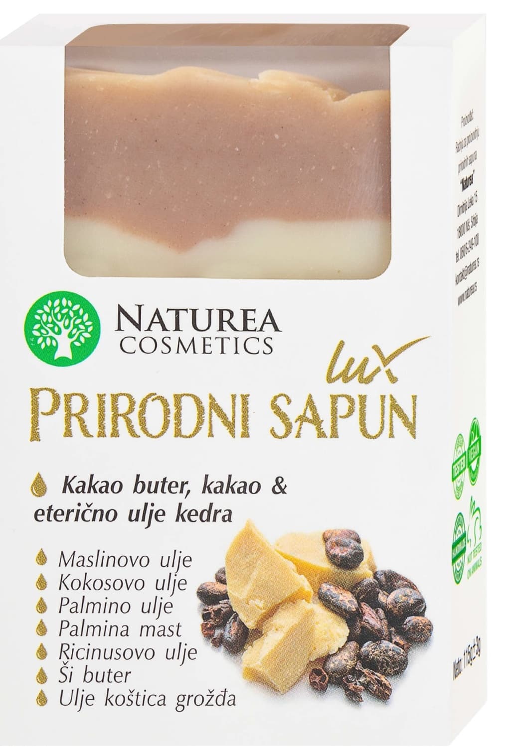 SAPUN KAKAO BUTER LUX 115G NATUREA-slika