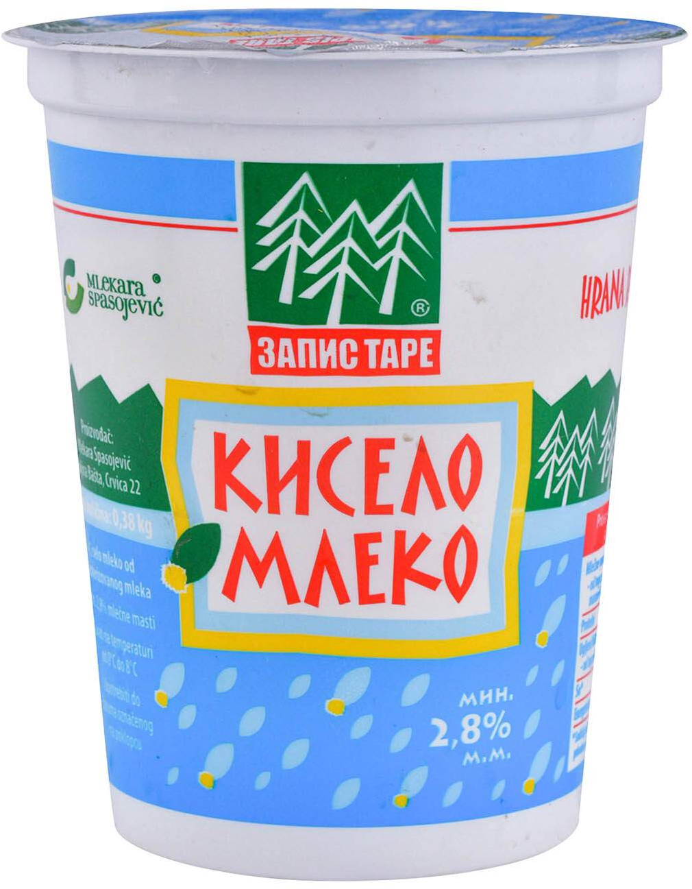 Kiselo mleko ZAPIS TARE 2,8%mm 380g-slika