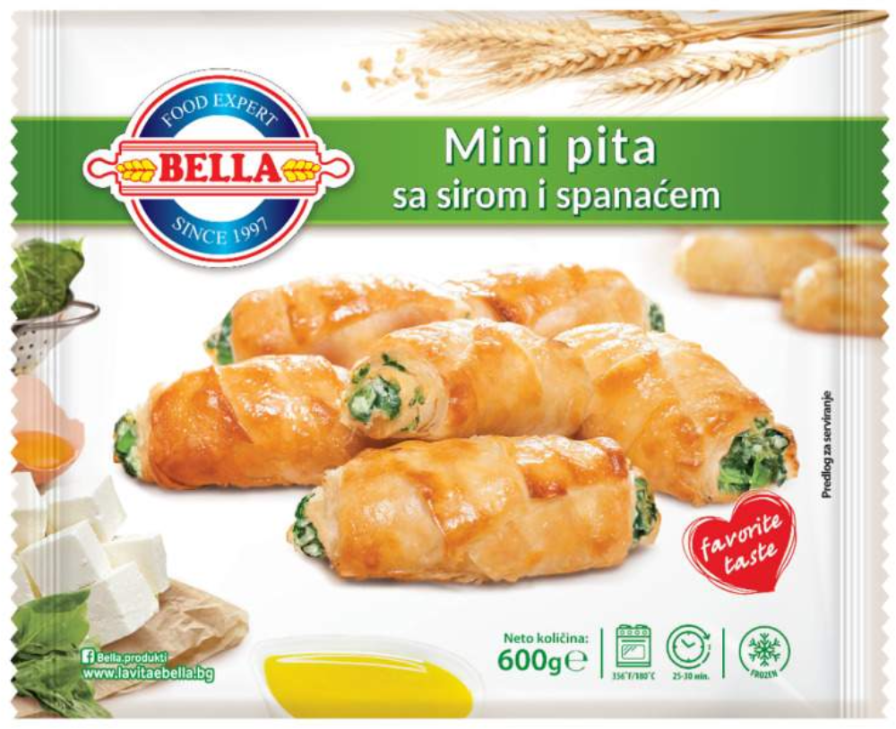 Smrz.mini pita sir/spanac Bella 600g-slika