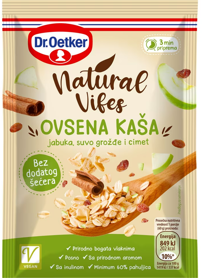 DR.OETKER ovsena kaša jabuka suvo grožđe cimet 60g-slika