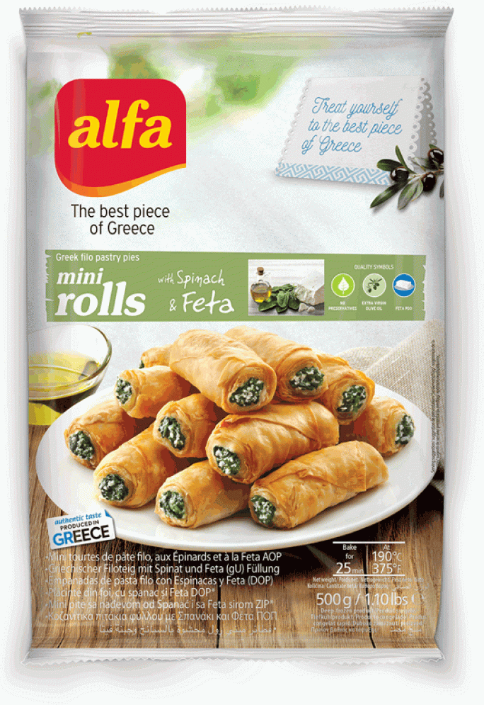 PITA MINI ROLLS SPANAĆ FETA 500G AL-slika